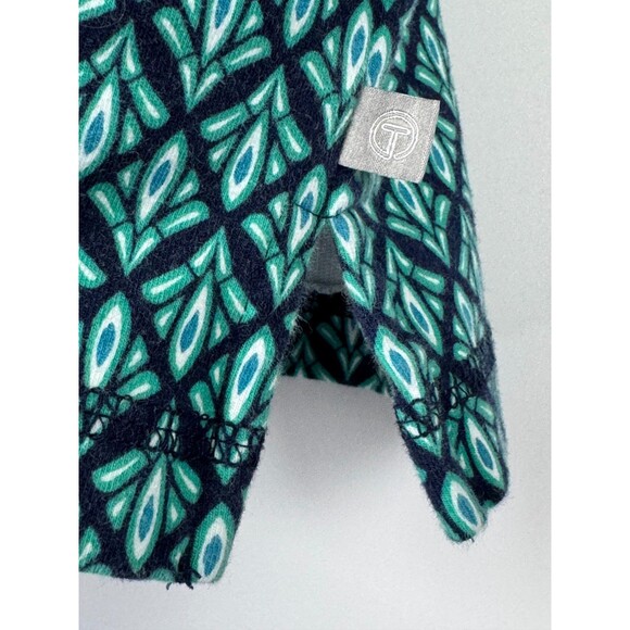 T by Talbots Petite Womens Long Sleeve Half Zip Pullover Navy Teal Geometric - Picture 7 of 11
